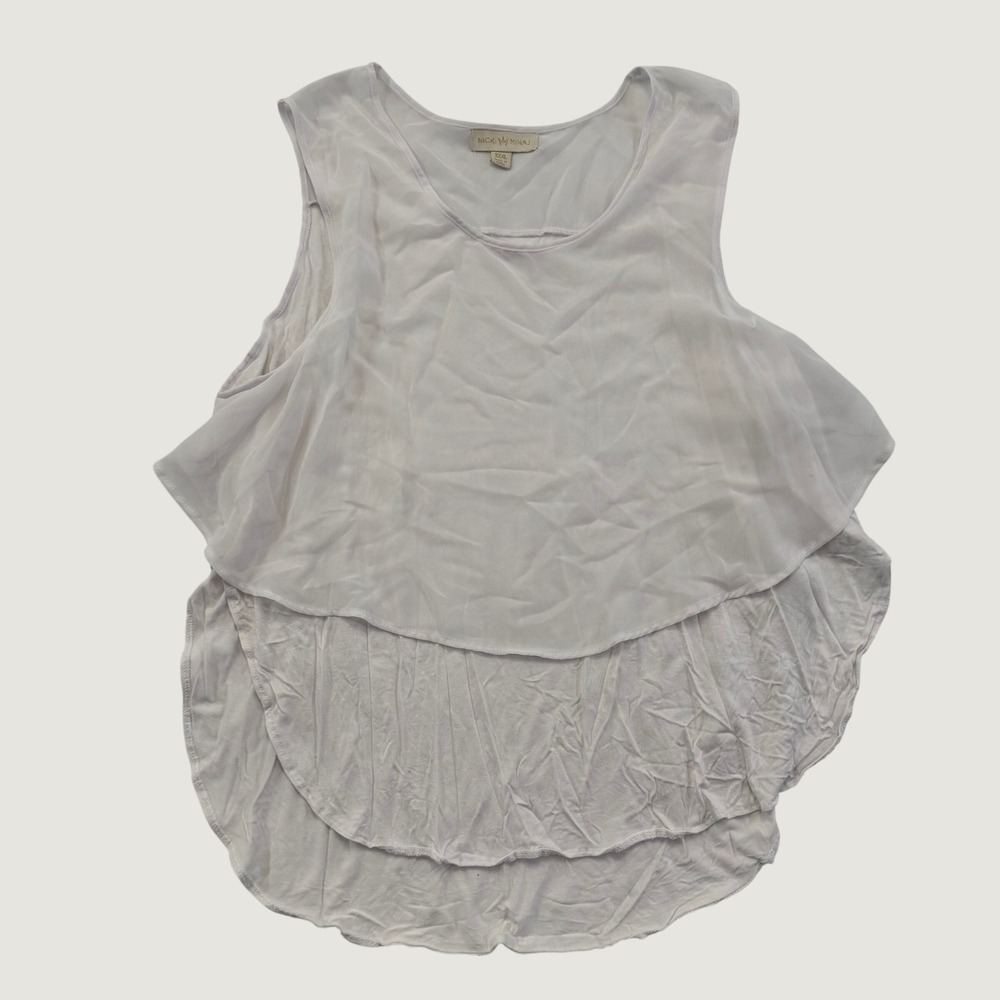 Nicki Minaj Collection Women's 3XL White Layered Sheer Sleeveless High Low Top